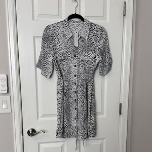 TOPSHOP black and white animal print button up shirt dress. New with tags!